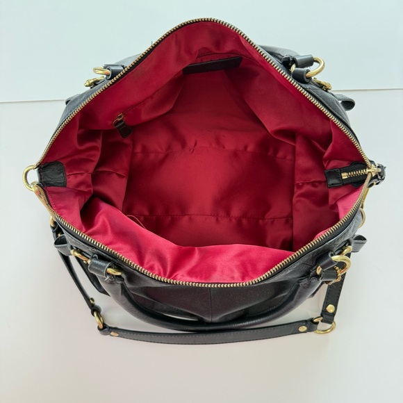 COACH | Coach Madison Sophia Black Leather Satchel Shoulder Bag w/ Red Lining - Picture 9 of 16